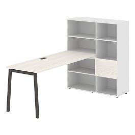 Стол-стеллаж ELRST 1117 Ясень Траун/Мокко/Белый 2190х1120х1355 EDIS - Фото предпросмотра