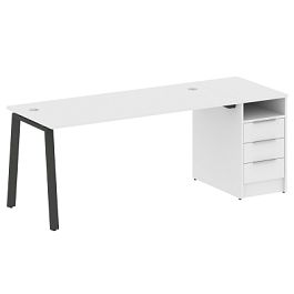 Metal System Р. ст. с тумбой на А-образном м/к БА.РС-СТП-1.4 Белый/Антрацит металл 2012*720*750 - Фото предпросмотра