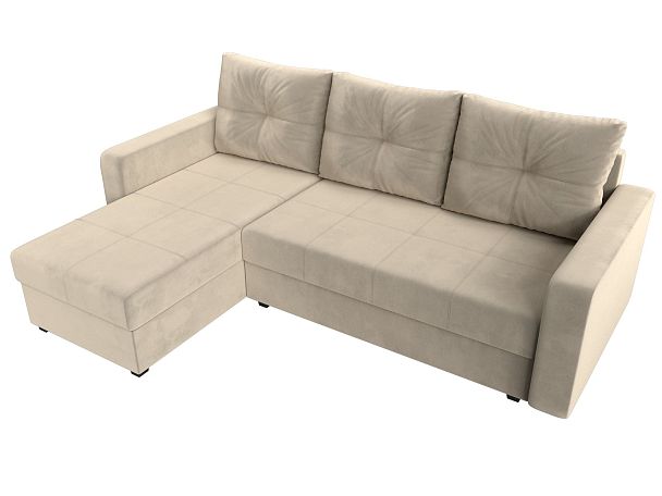 Диван угловой Ливерпуль Лайт левый угол Микровельвет бежевый - Вид 5