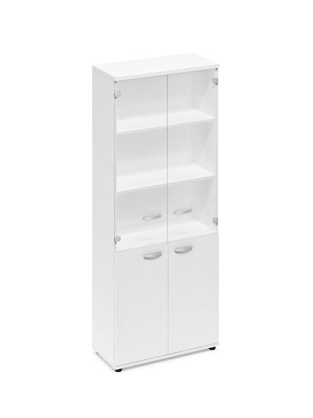 Шкаф для документов со стеклянными прозрачными дверьми A4 А4 9379 БП белый премиум - Вид 1