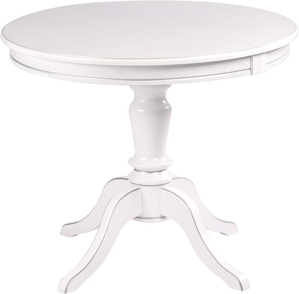 Стол деревянный раздвижной Элат D90(130)х90х76 Белый с серебряной патиной - Вид 1