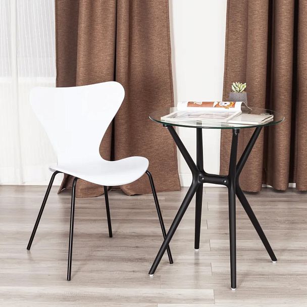 Стул Якобсен/Jacobsen (мод.DC 102-1)2 шт. в упаковке, пластик/металл, White (белый) / Black (черный) - Вид 10