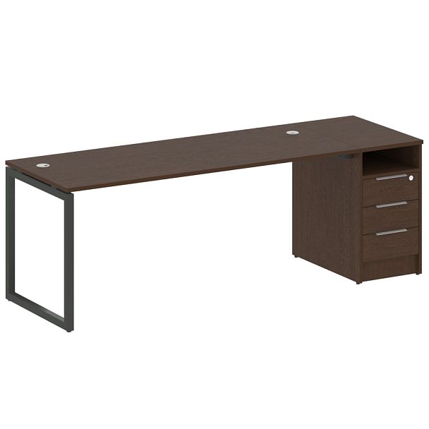 Metal System Quattro Р. ст. с тумбой на О-образном м/к 40БО.РС-СТП-1.5 Венге/Антрацит металл 2212*720*750 - Вид 1