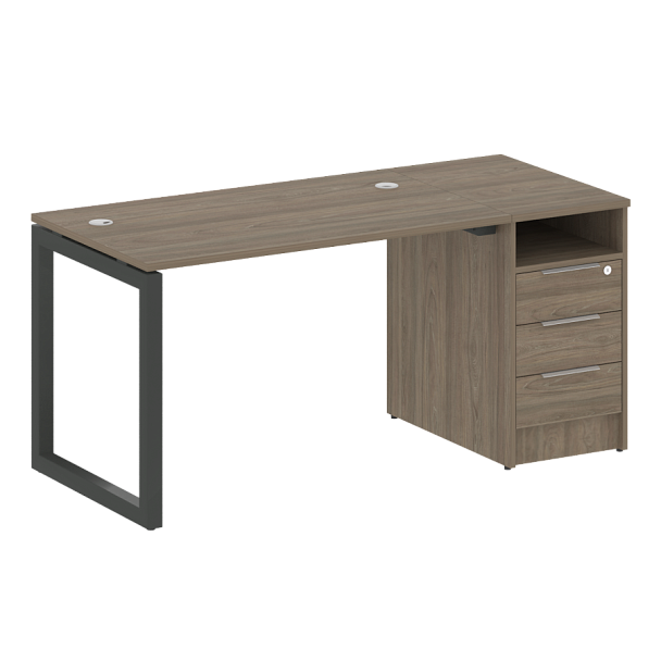 Metal System Quattro Р. ст. с тумбой на О-образном м/к 50БО.РС-СТП-1.2 Вяз/Антрацит металл 1612*720*750 - Вид 1