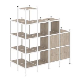 Loft Угловой внешний стеллаж наборный VR.L-58 Дуб аттик/Белый металл 862*1694*1869 - Фото предпросмотра