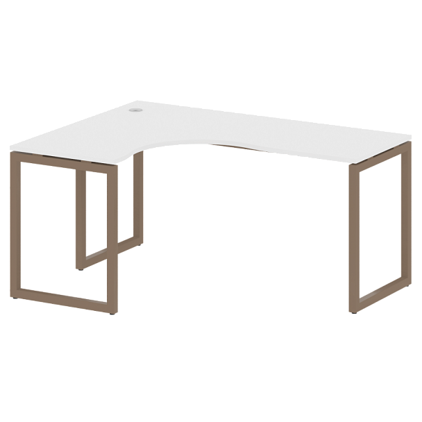 Metal System Quattro Стол криволинейный левый на О-образном м/к 40БО.СА-4 (L) Белый/Мокко металл 1600*1200*750 - Вид 1