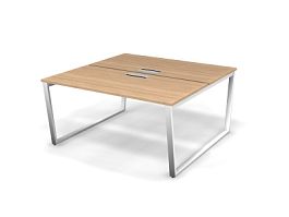 MATRIX 121S205-V Стол прямой двойной, пров-ик Merida (V-опоры) 1580х1590х775 Швейцарский вяз/Белый - Фото предпросмотра