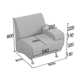 (kle5-kp1) Кресельная секция Клерк 5 с одним подлокотником - Фото предпросмотра