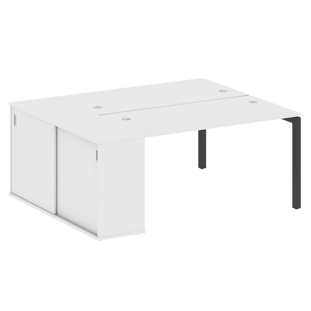 Metal System Quattro Р. ст. с шкафом-купе на П-образном м/к 50БП.РС-СШК-1.3 Т Белый/Антрацит металл 1810*1475*750 - Вид 1