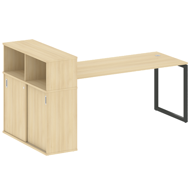 Metal System Quattro Стол письменный с шкафом-купе на О-образном м/к 40БО.РС-СШК-3.5 Т Акация/Антрацит металл 2210*1120*1098 - Вид 1