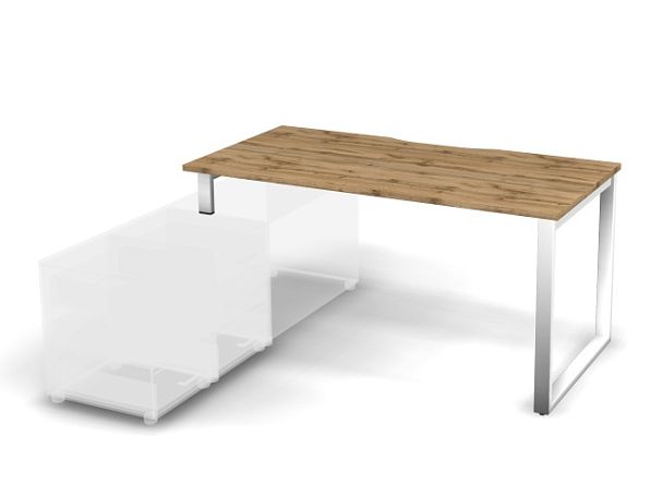 MATRIX 121B102-O Стол прямой с опорой на тумбу, пров. вырез. (O-опоры) 1580х780х775 Дуб Крафт/Белый - Вид 1