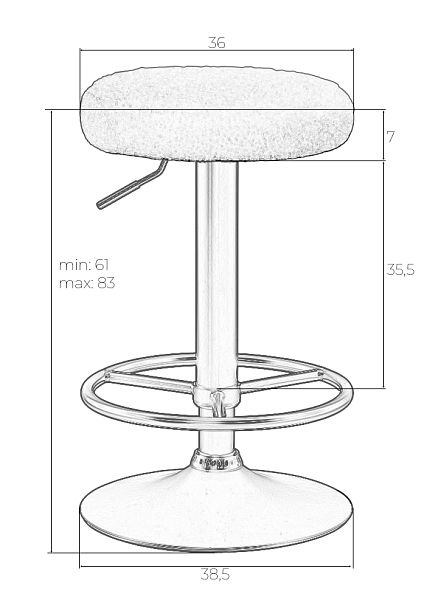 Табурет барный DOBRIN TEDDY BLACK (белый букле (13)) - Вид 4