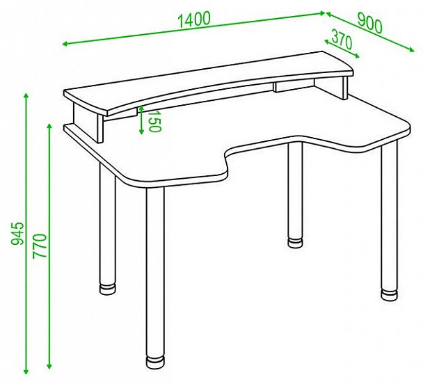 Стол компьютерный Домино Lite СКЛ-Игр140МО+НКИЛ140 - Вид 3