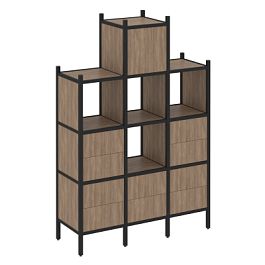 Loft Прямой стеллаж наборный VR.L-18 Дуб аризона/Чёрный металл 1278*446*1869 - Фото предпросмотра