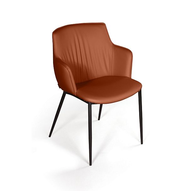 Стул с подлокотниками Sofia, экокожа soft-touch, терракот - Вид 4