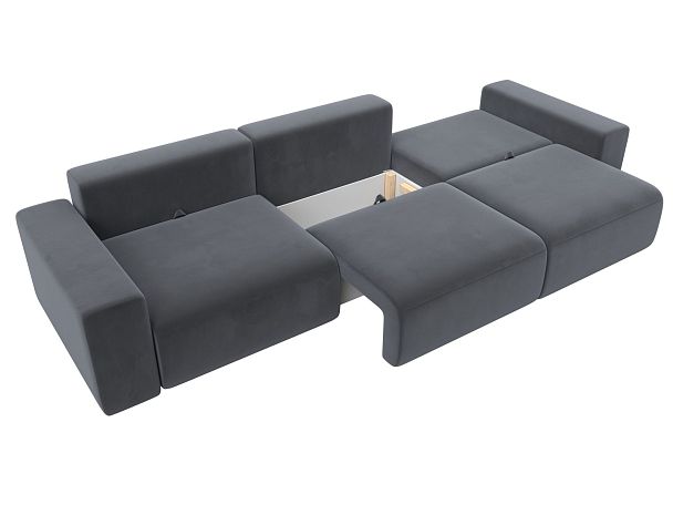 Диван прямой Лига-036 Классик Лонг Велюр серый - Вид 8