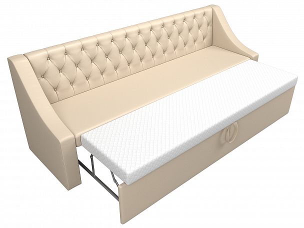 Кухонный прямой диван Мерлин (полностью экокожа бежевая) - Вид 6