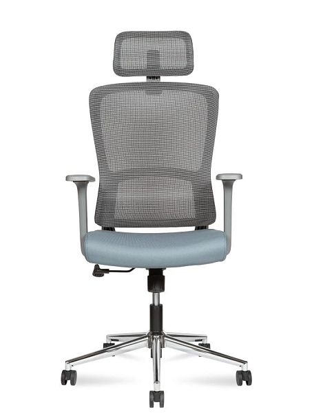 Кресло офисное / Light grey / серый пластик/серая  серка/серая ткань/хром база - Вид 2