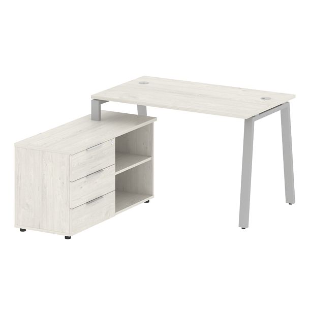 Metal System Р. ст. с тумбой на А-образном м/к БА.РС-СТС-2.2 (L) Дуб наварра/Серый металл 1300*1520*750 - Вид 1