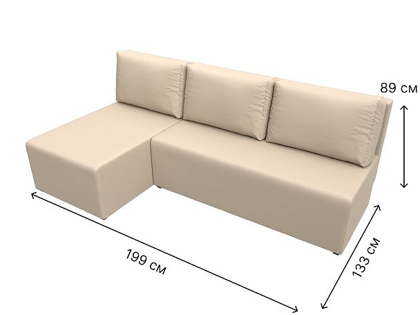 Угловой диван Поло левый (полностью экокожа бежевая) - Вид 9