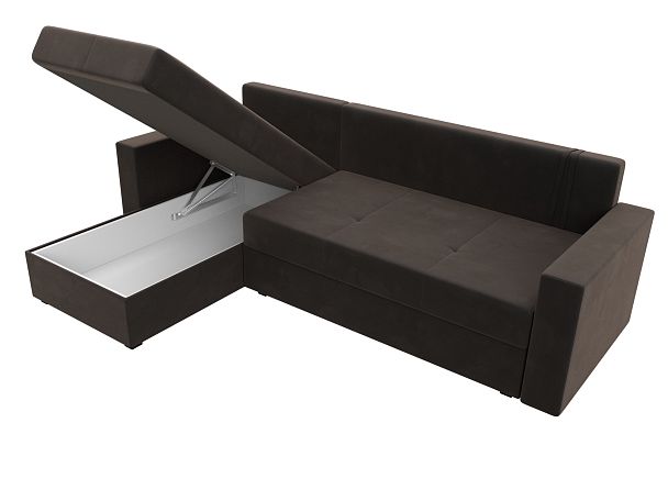 Диван угловой Верона Лайт угол левый (полностью велюр коричневый) - Вид 9