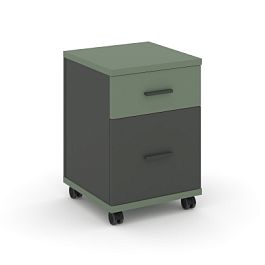 Concept Тумба мобильная 1 ящ.+1 распаш. фасад CN.TUM-009 A Кобо/Антрацит/Металл Антрацит 420*420*615 - Фото предпросмотра