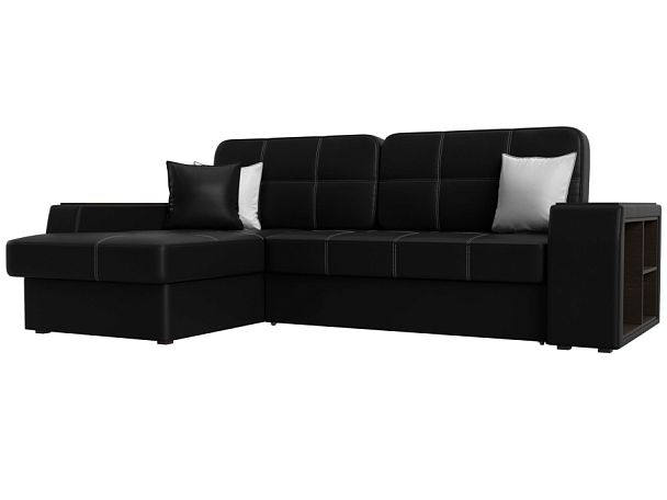 Угловой диван Брюссель левый (полностью экокожа черная) - Вид 1