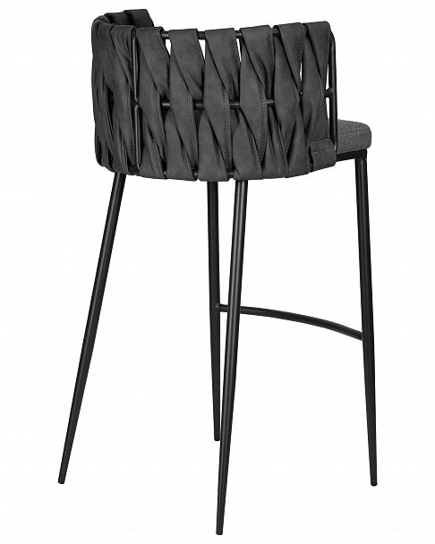 Стул барный DOBRIN AMELIA (серая ткань (F-48), темно-серый винтажный PU (MF-12)) - Вид 4