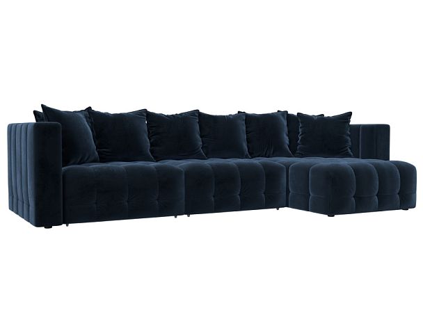 Диван угловой Лига-052 НПБ Лонг угол универсальный Велюр синий - Вид 1