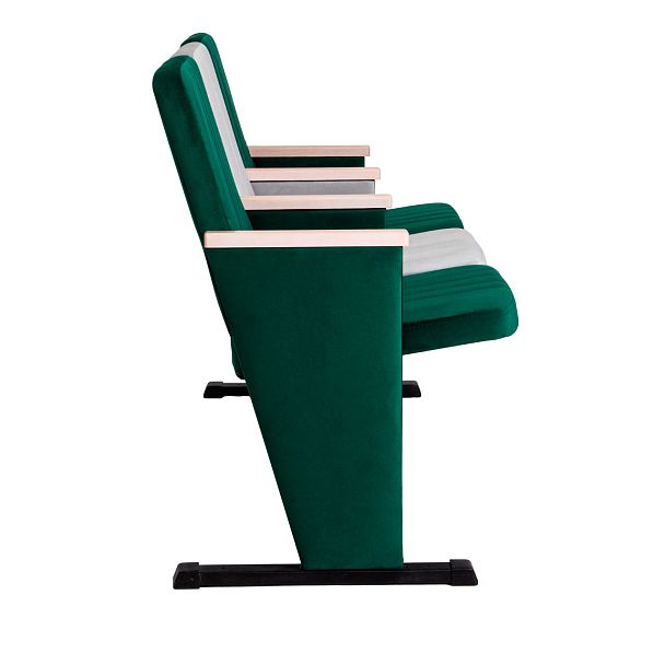 Театральная секция трехместная, велюр Remy 81+Remy 69, бук морилка белая - Вид 4