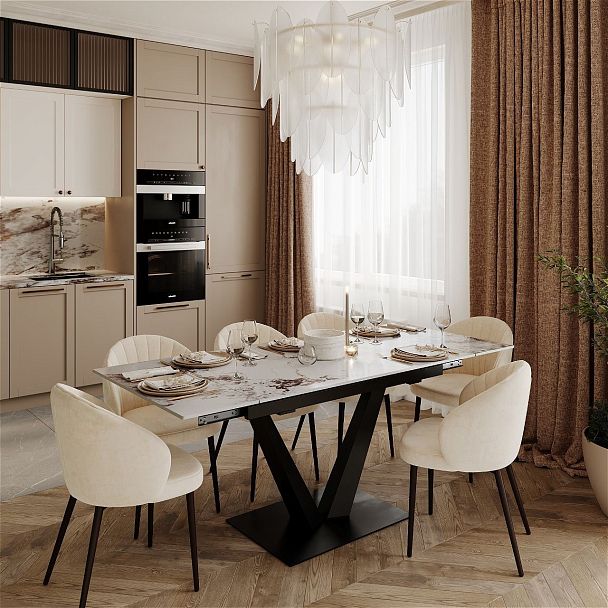 Стол раскладной Malibu (120+30+30), керамика глянцевая Pandora - Вид 5