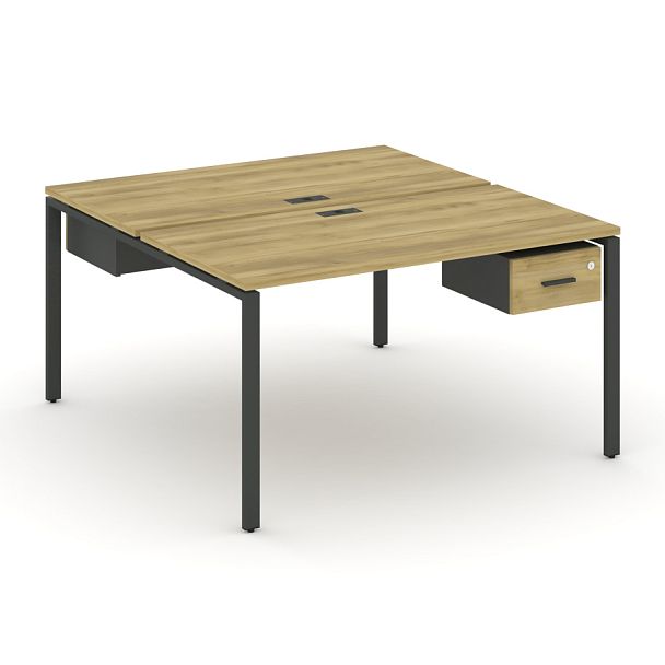 Concept Рабочая станция 2 сторонняя с подвесными тумбами на 2 места CN.DRS-109 W Дуб Винченцо/Антрацит/Металл Антрацит 980*1480*750 - Вид 1
