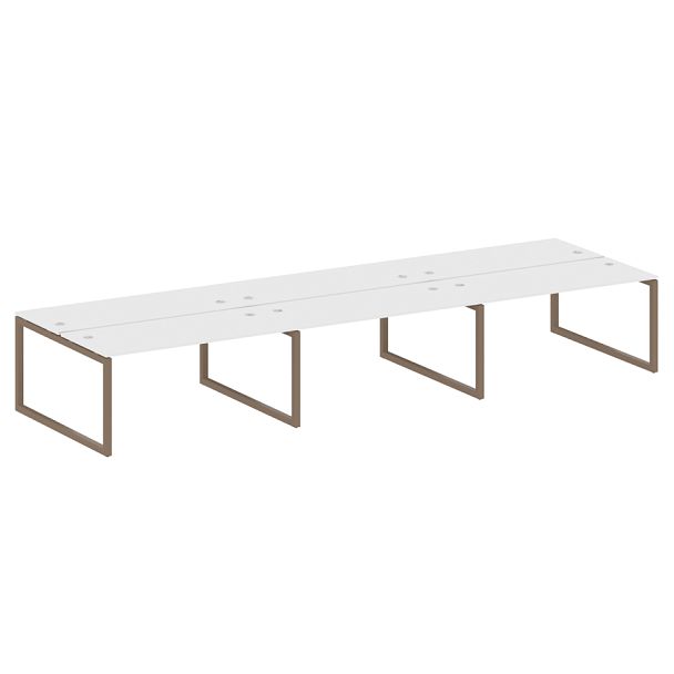 Metal System Quattro Р. ст. на 6 раб. места на О-образном м/к 50БО.СМ-6.4 Белый/Мокко металл 4800*1475*750 - Вид 1