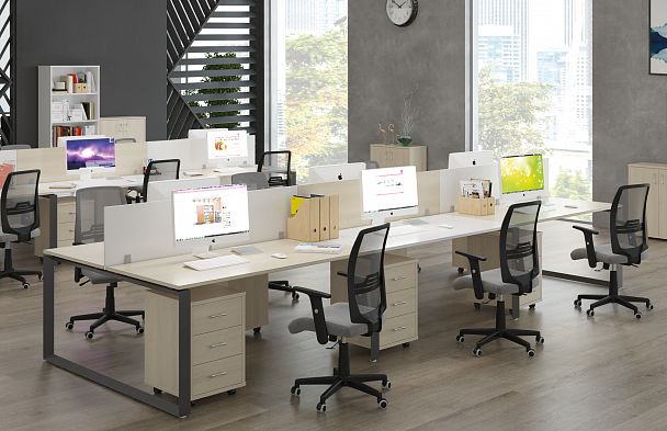 Бенч-система на 2 места Trend Metal 140x123x75 тёмный дуб - Вид 4