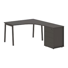 Стол эргономичный с тумбой ELCET 1318(R) Мокко/Мокко 1360х1880х750 EDIS - Фото предпросмотра