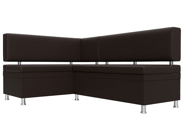 Кухонный уголок Стайл левый (полностью экокожа коричневая) - Вид 3