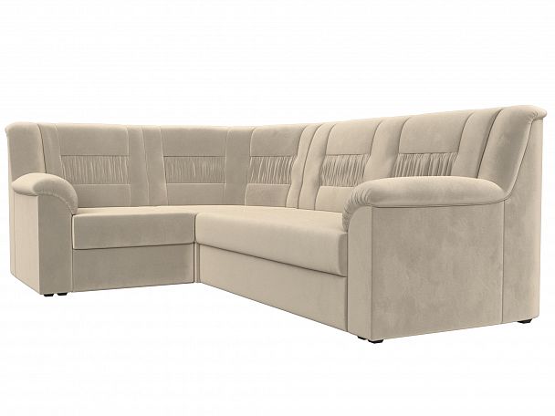 Угловой диван Карелия левый угол (полностью микровельвет бежевый) - Вид 3