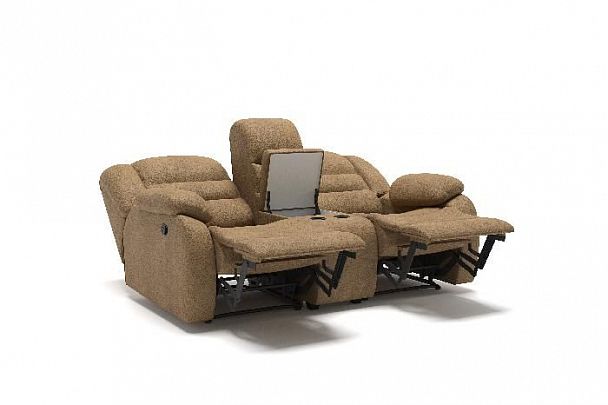 Ridberg диван 2 реклайнера и бар замша бежевый - Вид 1