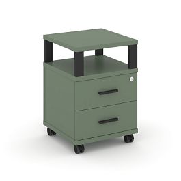 Concept Тумба мобильная 2 ящ. с надставкой CN.TUM-002 B Кобо/Металл Черный 420*420*615 - Фото предпросмотра