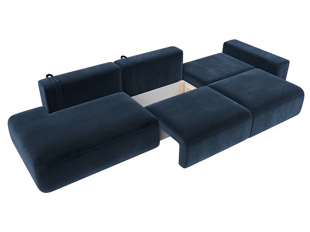 Диван прямой Лига-036 НПБ Модерн Лонг подлокотник справа Велюр синий - Вид 8