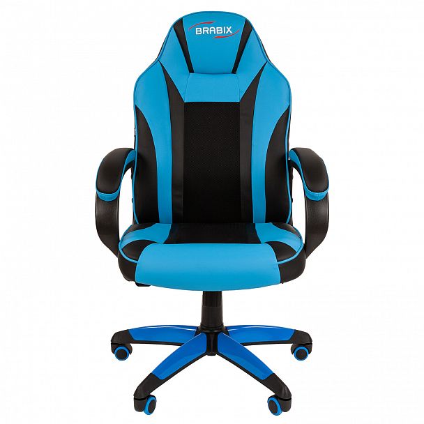 Кресло компьютерное BRABIX "Tanto GM-171", TW/экокожа, черное/голубое, 532575, 7083503 - Вид 5
