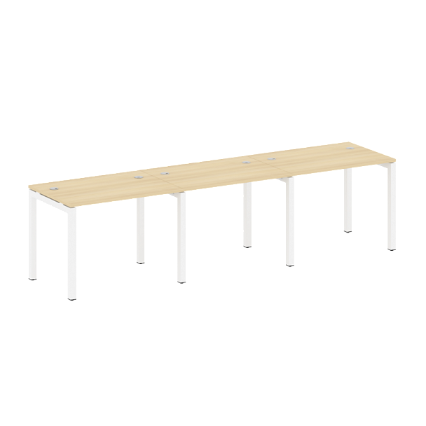 Metal System Quattro Р. ст. на 3 раб. места на П-образном м/к 50БП.СМ-3.1 Акация/Белый металл 3000*720*750 - Вид 1