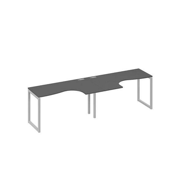 Станция столы 2х140 Классика эргономичные опоры QUATTRO A4 А4 Б4 033-2 БП антрацит премиум / металлокаркас серый - Вид 1