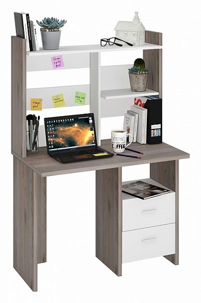 Стол компьютерный Домино Лайт СКЛ-Прям100+НКЛ-100 Белый/Нельсон - Вид 2