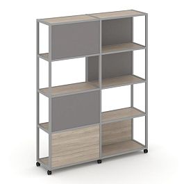 Shelf Mobile Стеллаж 5 уровней 2 секции VR.LT-STK-515.12 Дуб Аттик/Металл Серый/W-11 2370*400*2000 - Фото предпросмотра