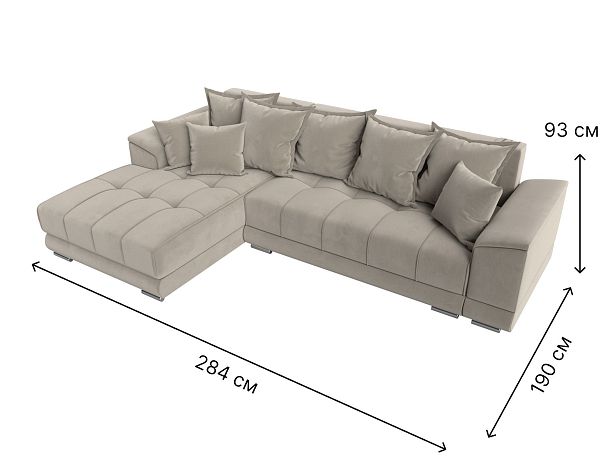 Угловой диван НордСтар левый угол Микровельвет бежевый - Вид 9