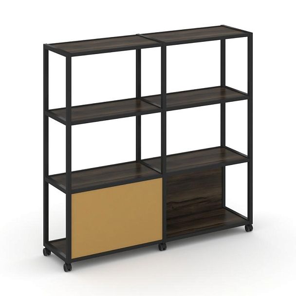 Shelf Mobile Стеллаж 4 уровня 2 секции VR.LT-STK-413.10 Дуб Мали/Металл Черный/W-31 1970*400*1523 - Вид 1