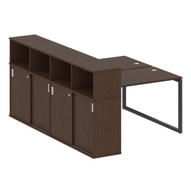 Metal System Quattro Р. ст. с шкафом-купе на О-образном м/к 40БО.РС-СШК-4.2 Т Венге/Антрацит металл 1610*2332*1098 - Вид 1