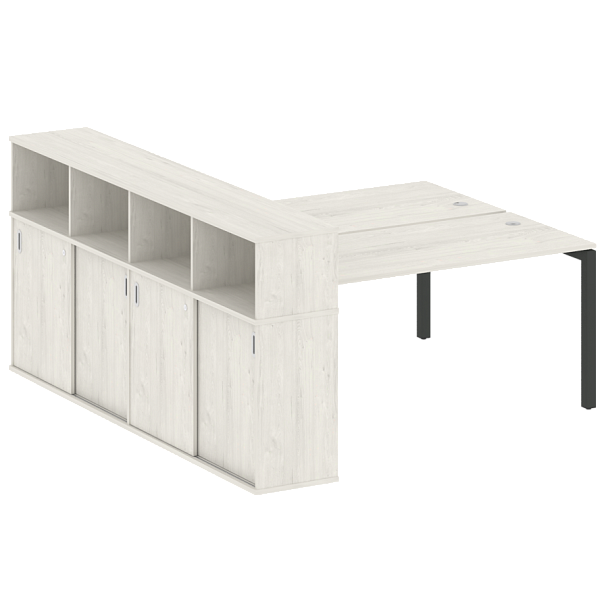 Metal System Quattro Р. ст. с шкафом-купе на П-образном м/к 50БП.РС-СШК-4.4 Т Дуб наварра/Антрацит металл 2010*2332*1098 - Вид 1