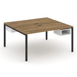 Concept Рабочая станция 2 сторонняя с подвесными тумбами на 2 места CN.DRS-104 Сандал Янтарный/Белый Бриллиант/Металл Черный 1580*1480*750 - Фото предпросмотра